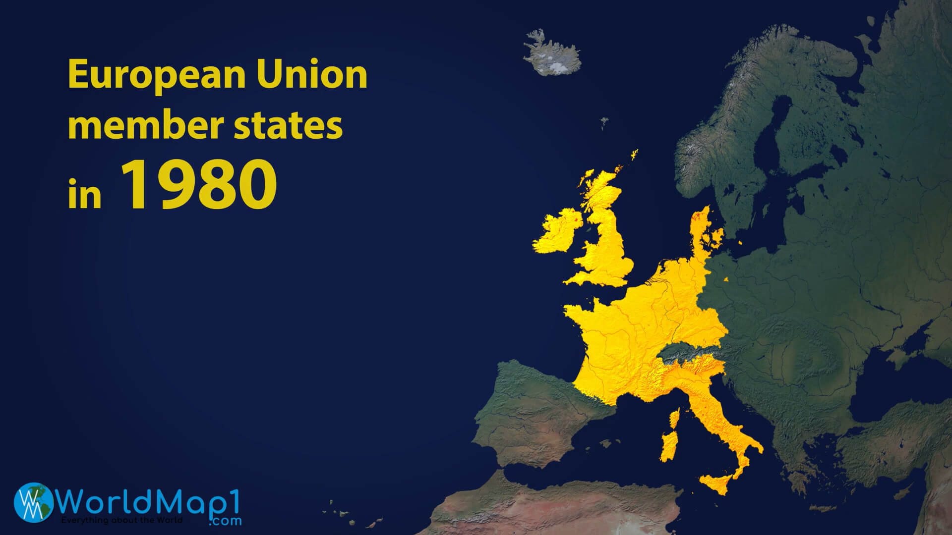 Karte der Mitgliedstaaten der Europäischen Union in 1980